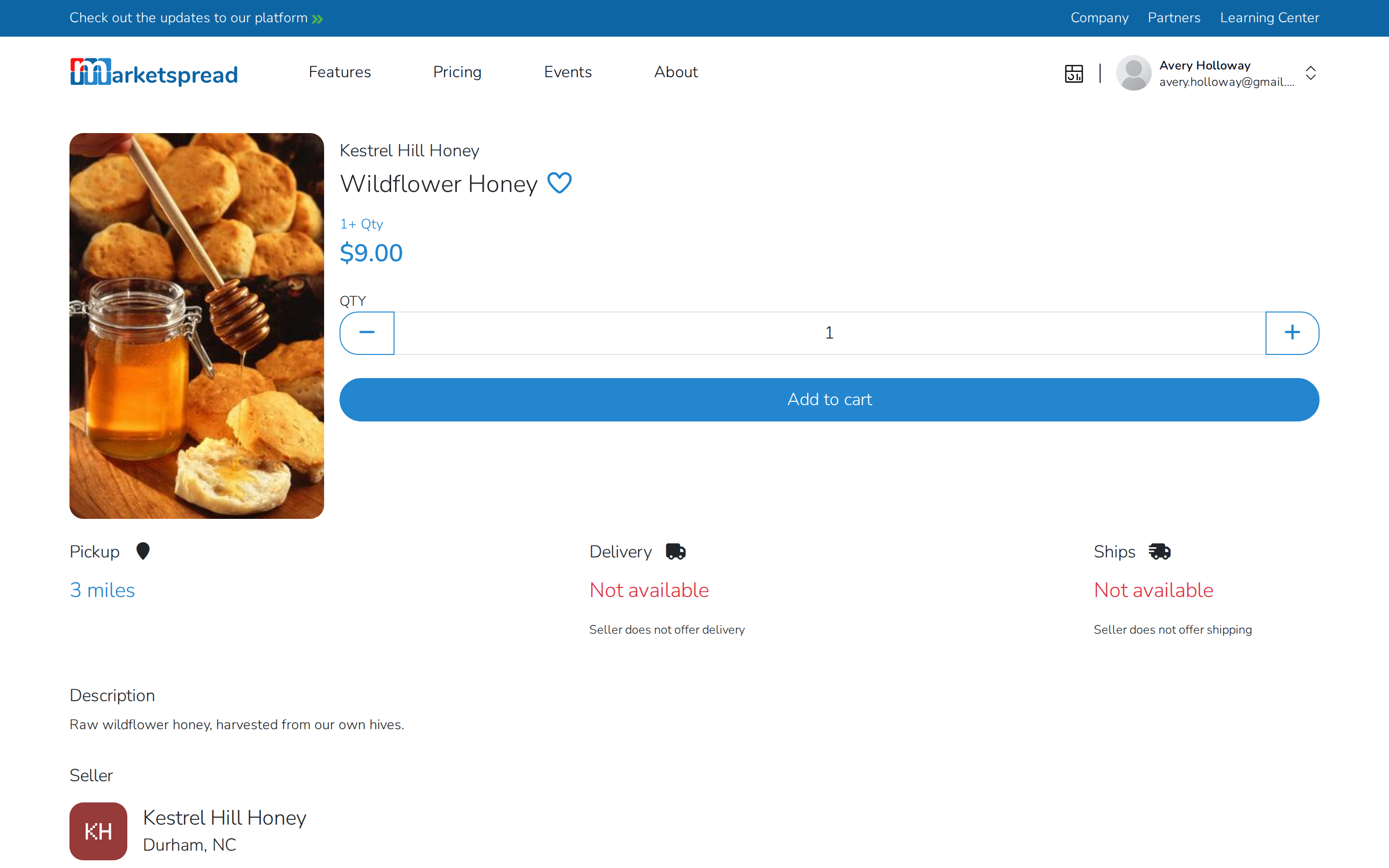 The product page a customer sees after clicking it
