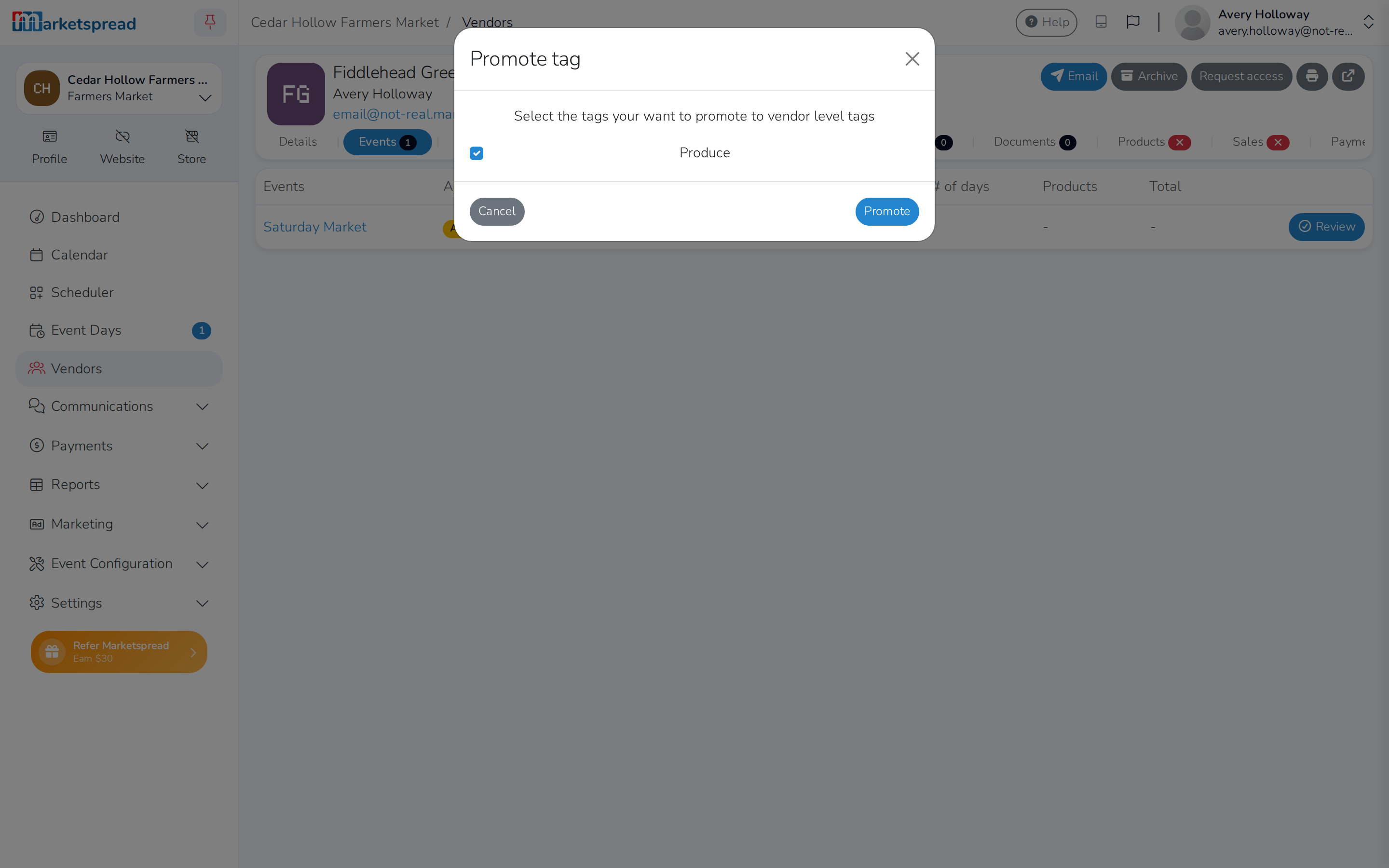 The promote confirmation, with Produce checked to promote