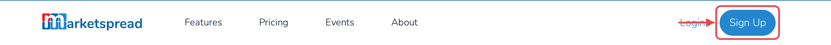 The Sign Up button, in the top right