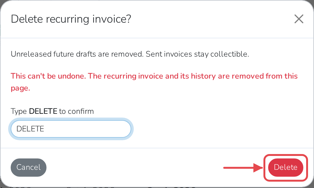Deleting it instead: it disappears from the list, history and all