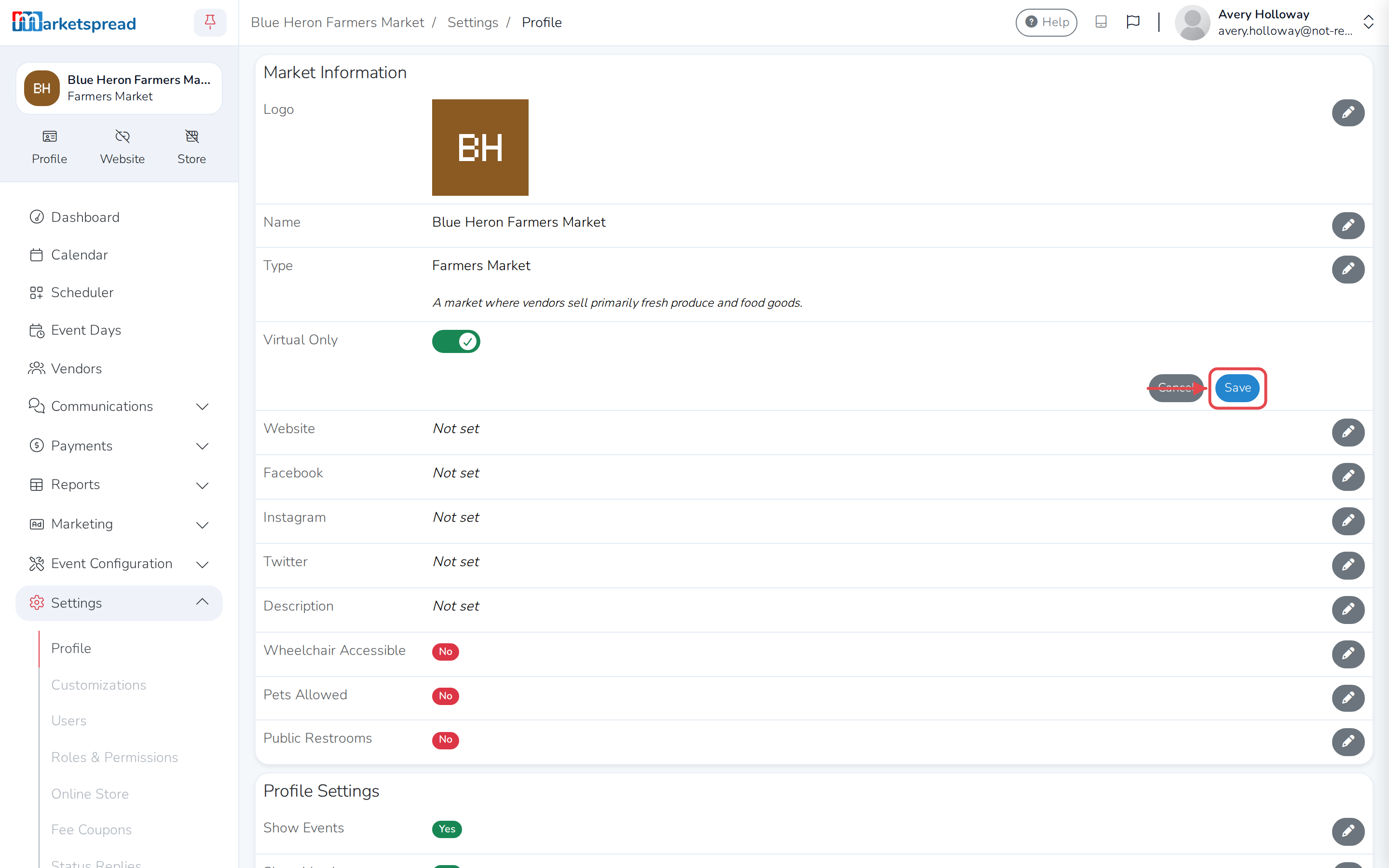 The Virtual Only setting on Settings → Profile, switched to Yes