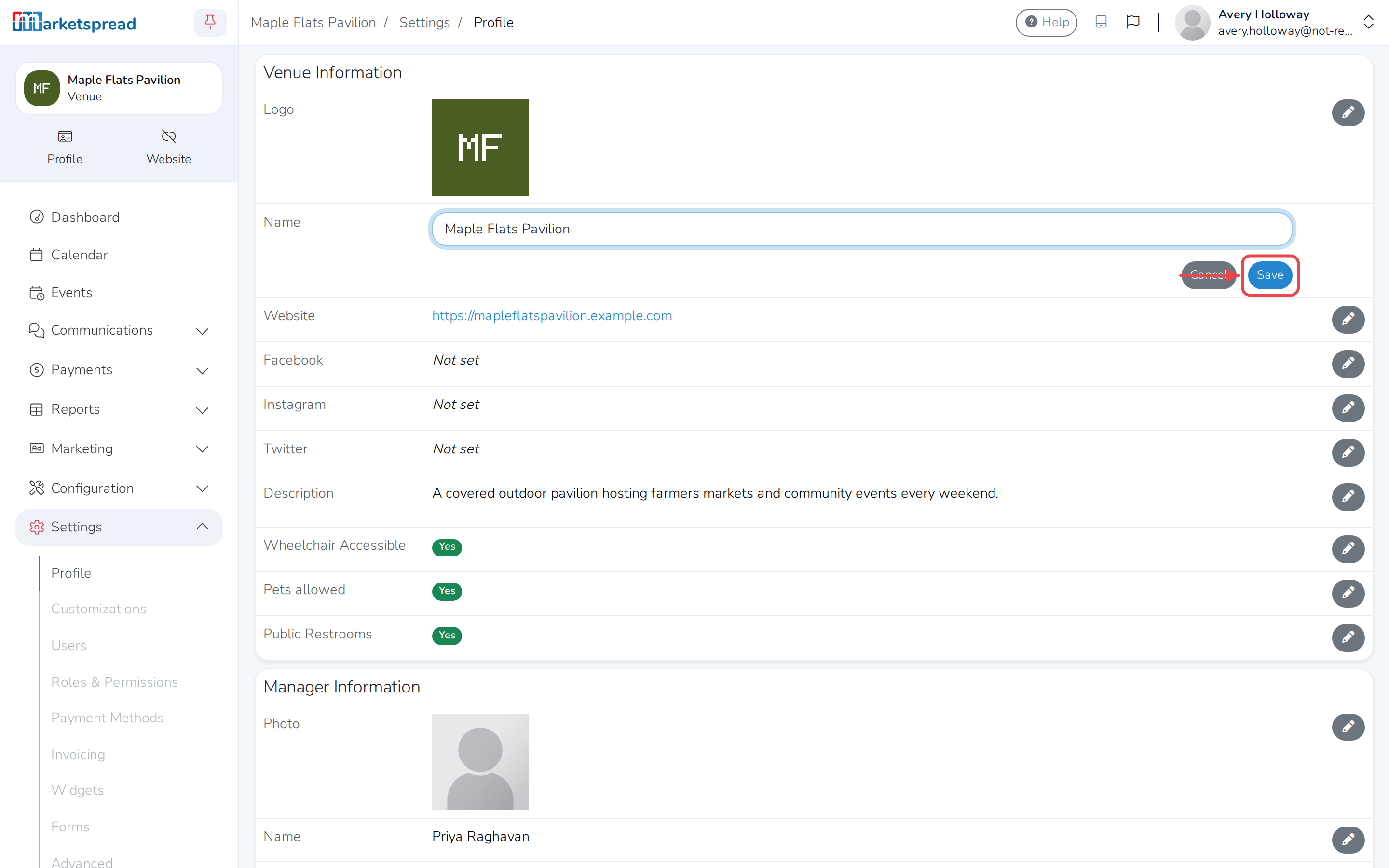 The Name field open for editing, with Save to confirm